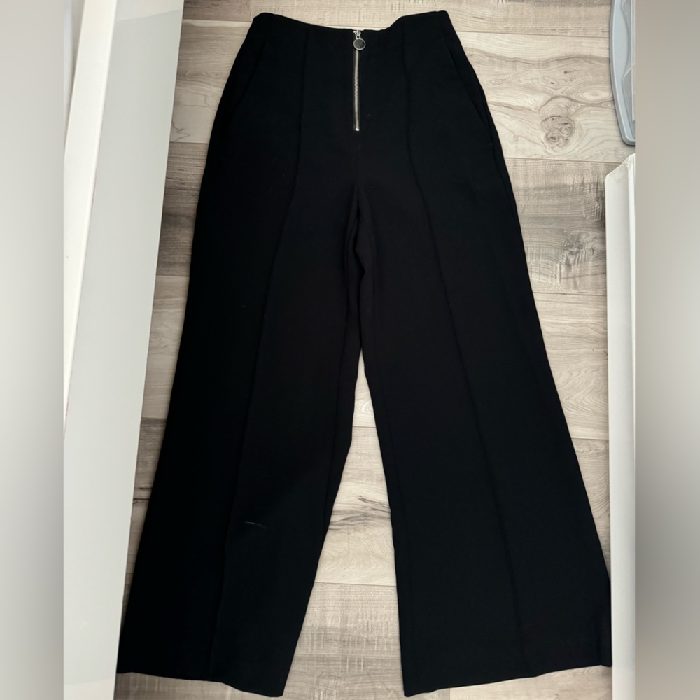Wilfred Black Wide-Leg Trousers with Front Zip
